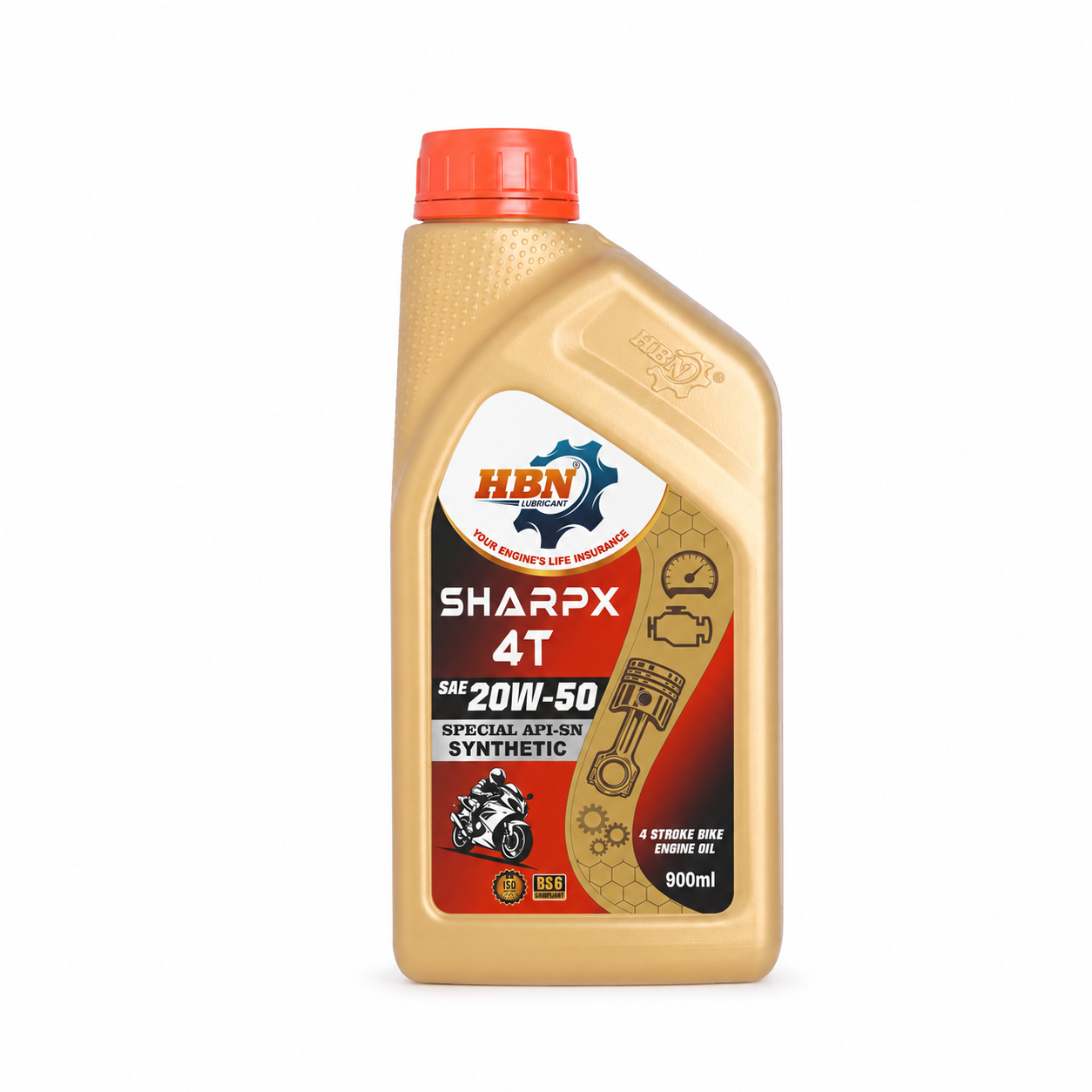 20w50 900ML HBN SharpX 4T SAE 20W-50 Synthetic Motorcycle Engine Oil - Image 1